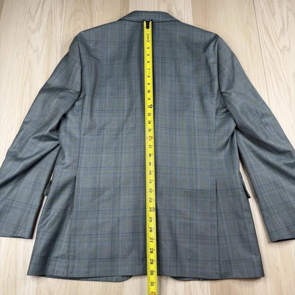Brooks Brothers Sport Coat Gray Blue Plaid Italian Wool Zignone Blazer Men's 42R